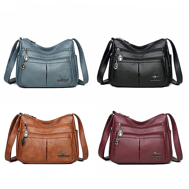 Shoulder Bag Multi-Pocket Faux Leather Crossbody Women's -