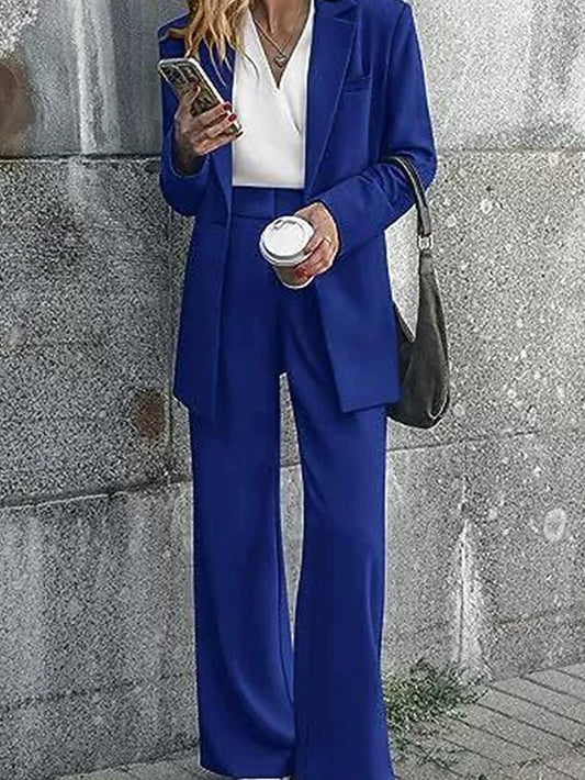 Women's Pants Sets Blazer Suits Long Sleeve Shirt Collar