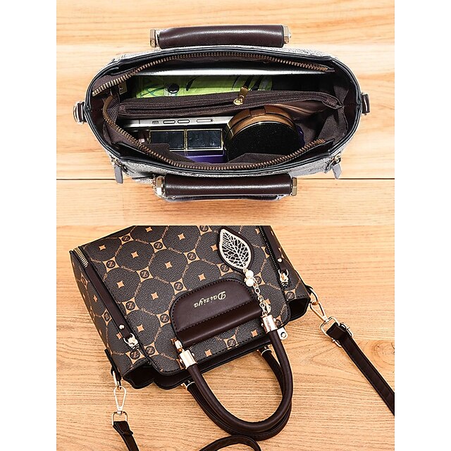 Faux Elegant Red Leather Women's with Accents and Handbag