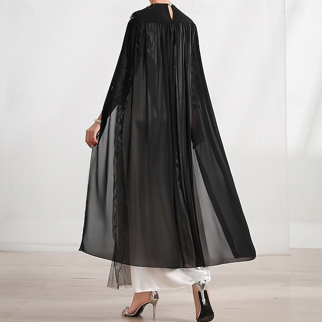 A-Line Crew Neck Cape of the Elegant Mother Bride Dress