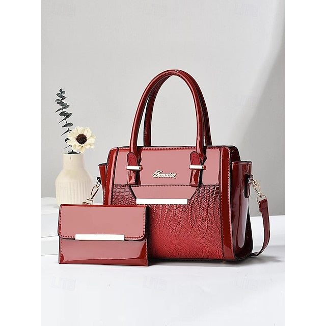 Women's Handbag Glossy – Faux Leather Patent Set