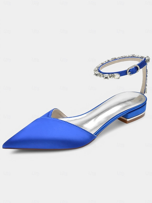 Strap with Crystal-Ankle Wedding Satin Shoes – Chic Black