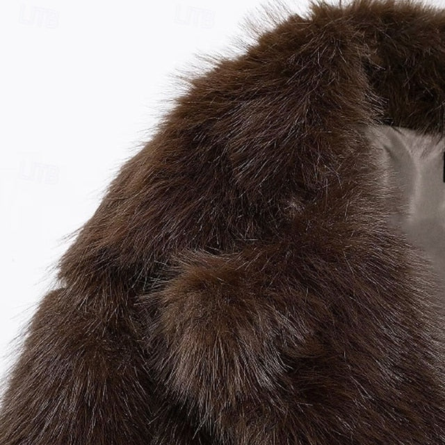 Fur Pocket Women's Furs Coat Faux Comfortable Warm