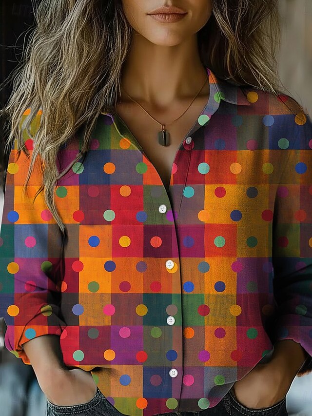 Women's Shirt Faux Cotton Linen Buttons Print Sun Bohemia
