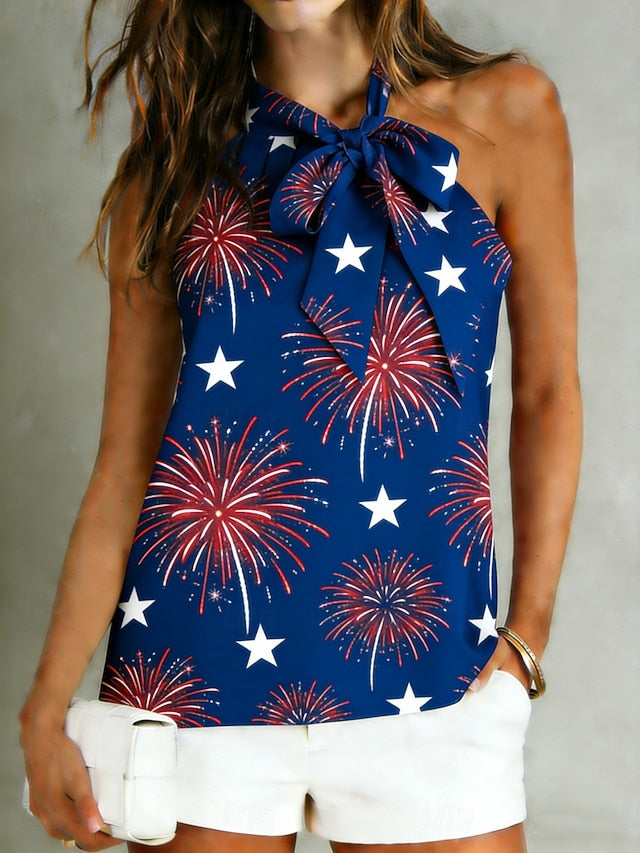 American Independence Day Women's Satin Top Tank Top