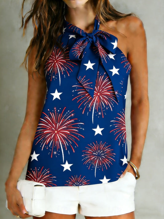 American Independence Day Women's Satin Top Tank Top