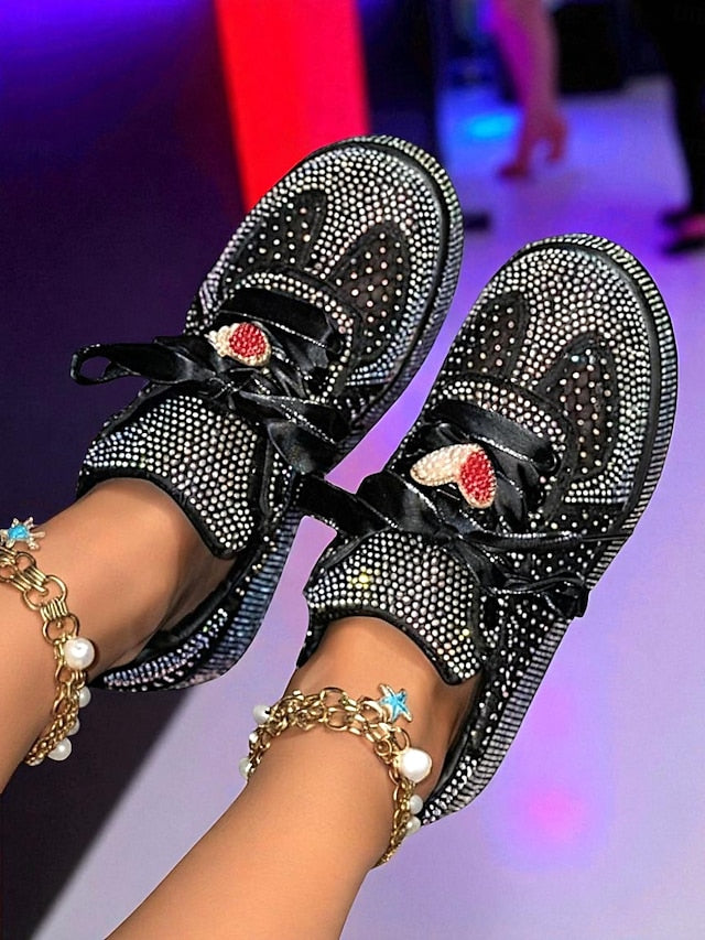 Sneakers Laces with Women's White Satin Ribbon Rhinestone