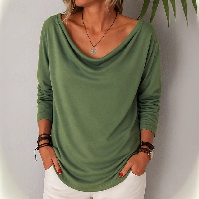 Women's T Shirt Faux Cotton Linen Tee Top Plain Fashion