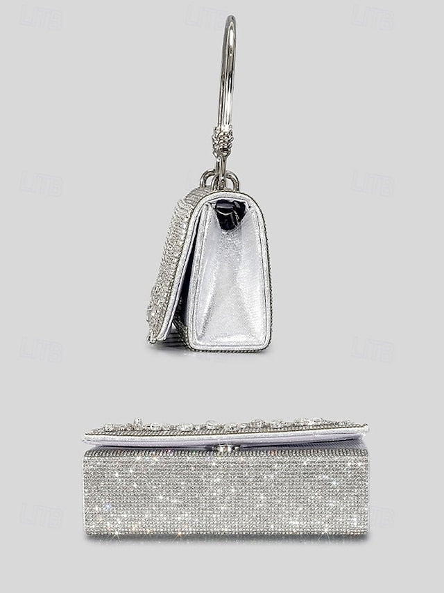 Silver Chain with Crystal Evening Elegant Women's Handbag