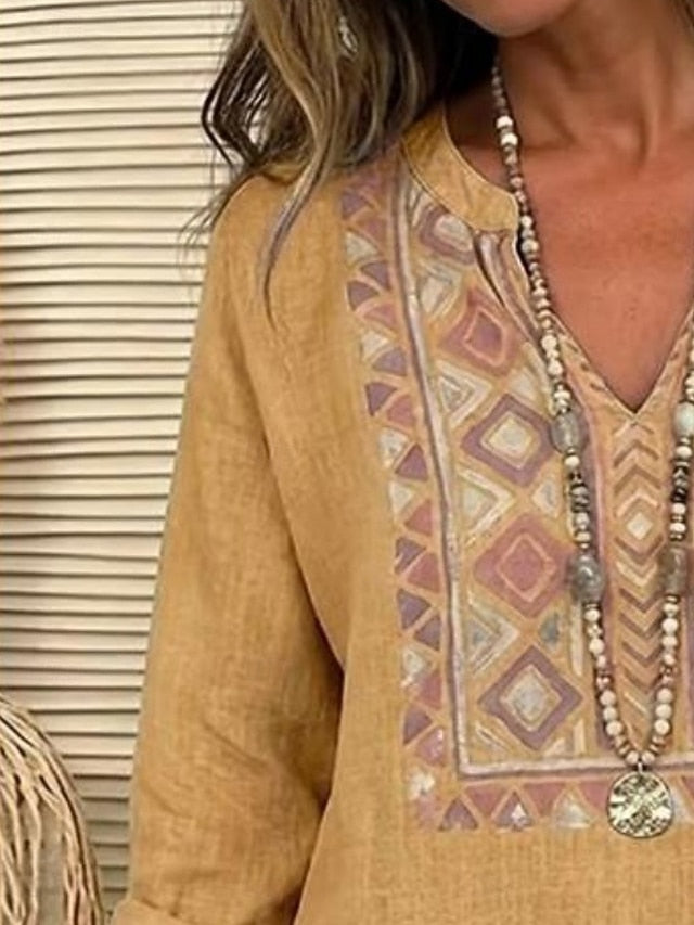 Women's Shirt Tunic Print Graphic Geometric Vintage Daily