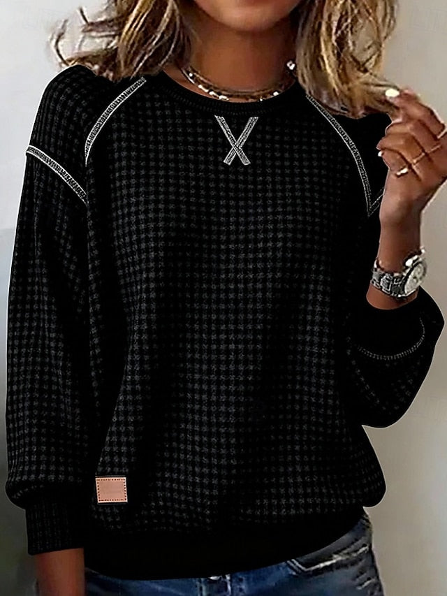 Women's Blouse Patchwork Solid Color Stylish Casual Long