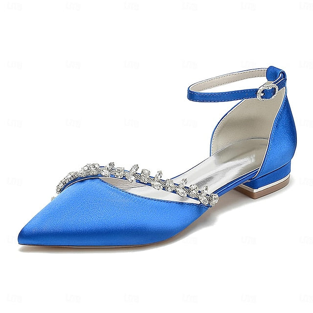 – Flats Pointed Toe Wedding Elegant Satin Women's White