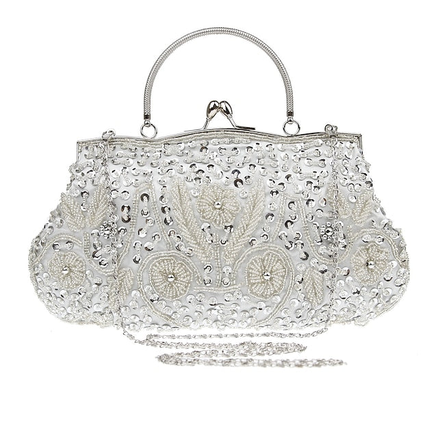 Women's Purse Beaded Vintage Clutch – Evening White