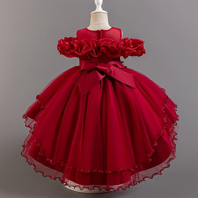 Flower Kids Dress Party Sleeve Floral Wedding Short Girls'