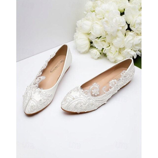 Flats – Lace Ballet White Embroidered Women's Vintage