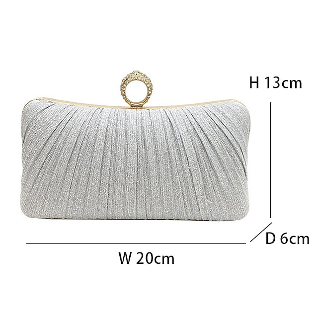 Clutch Evening Rhinestone Ring Glitter Gold Bag with Elegant