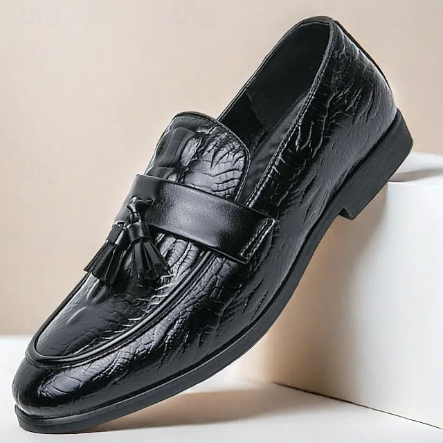 with Green Men's Faux Embossed Loafers Crocodile Leather