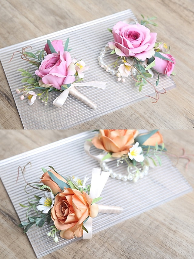 – Corsage Elegant and Wedding Boutonniere Artificial Wrist