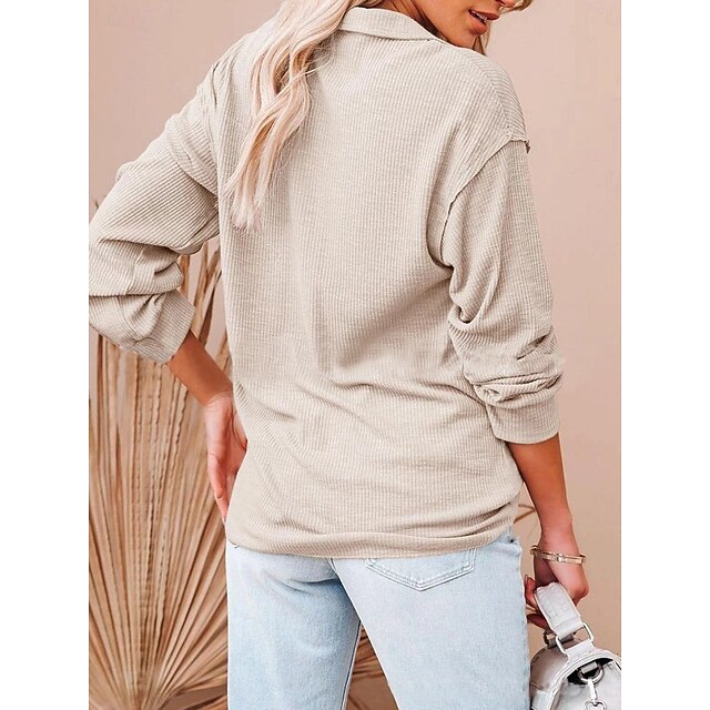 Women's Popover Shirt Casual Shirt Corduroy Shirt Blouse