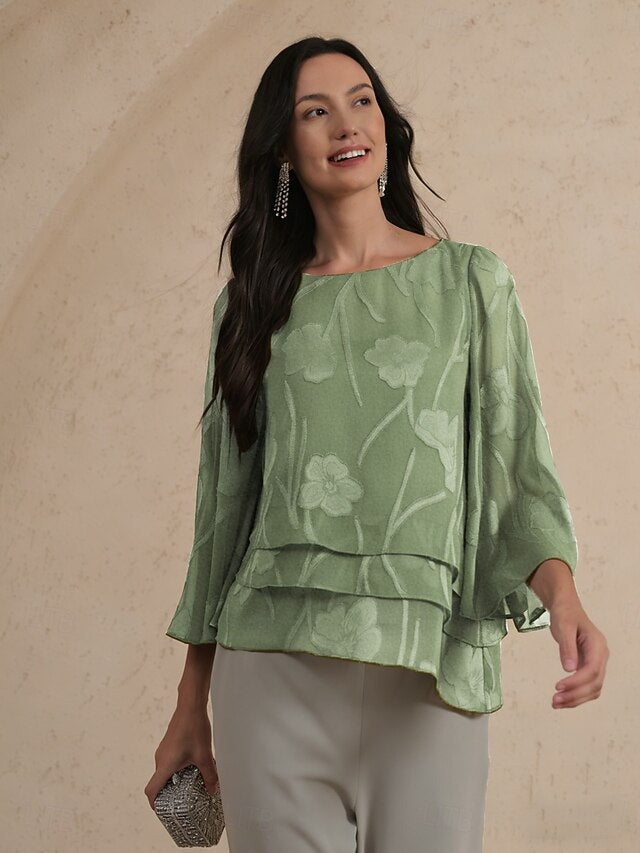 Women's Lace Shirt Blouse Dressy Tops Chiffon Tops Solid