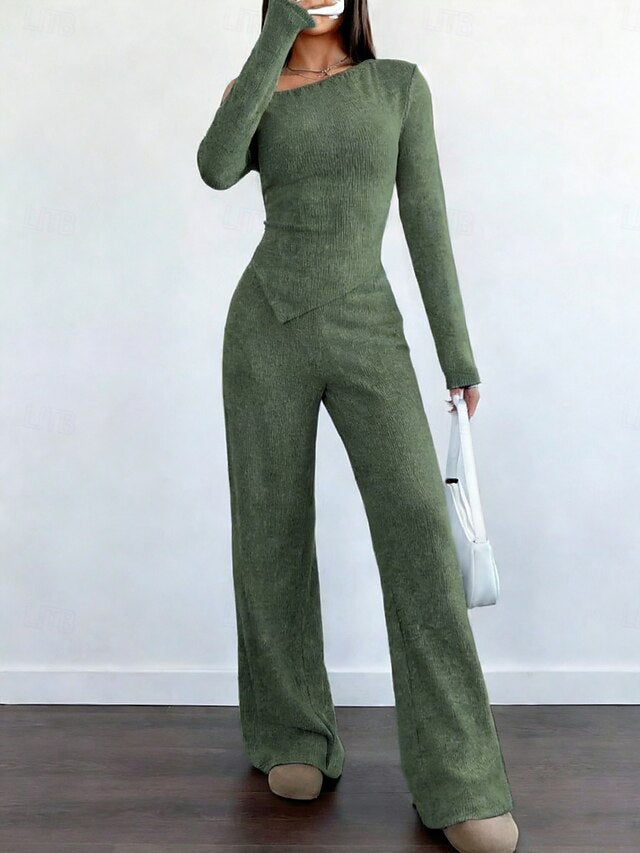 Women's Two Piece Sets Pants Sets Bolero Top Long Sleeve