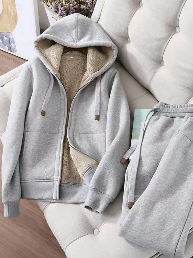 Women's Hoodie Pants Sets Bolero Top Long Sleeve Hooded