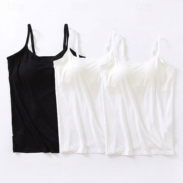 Multi Packs 3pcs Women's U Neck Sleeveless White+Black+Blue