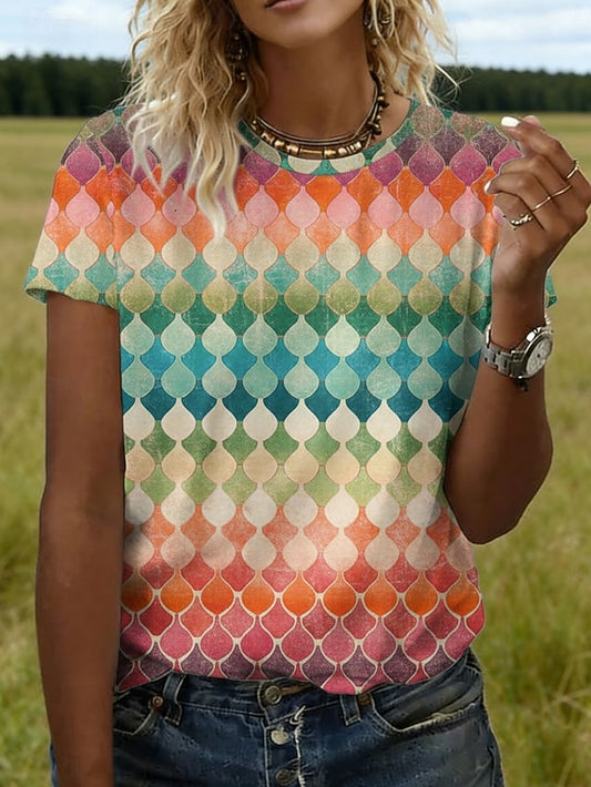 Women's T Shirt Tee Top Print Graphic Geometric Stylish