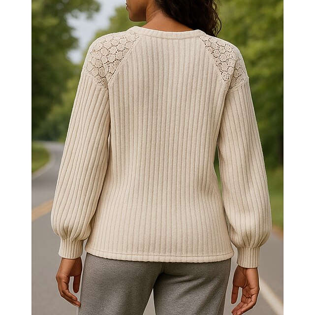 Women's Casual Tops Pullover Sweater Long Sleeve Top