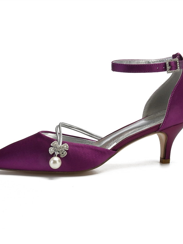 Heels Women's Kitten with Satin and Blue Pearl Dark