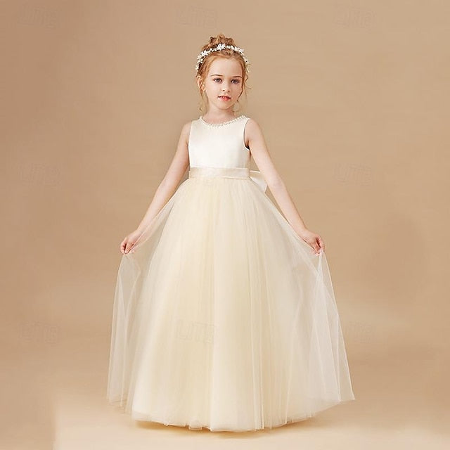 Solid Dress Party Flower Girls' Kids Girl Color