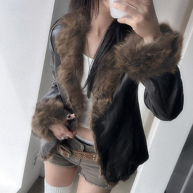 Collar Buttons Comfortable Casual Jacket Fur Warm Women's