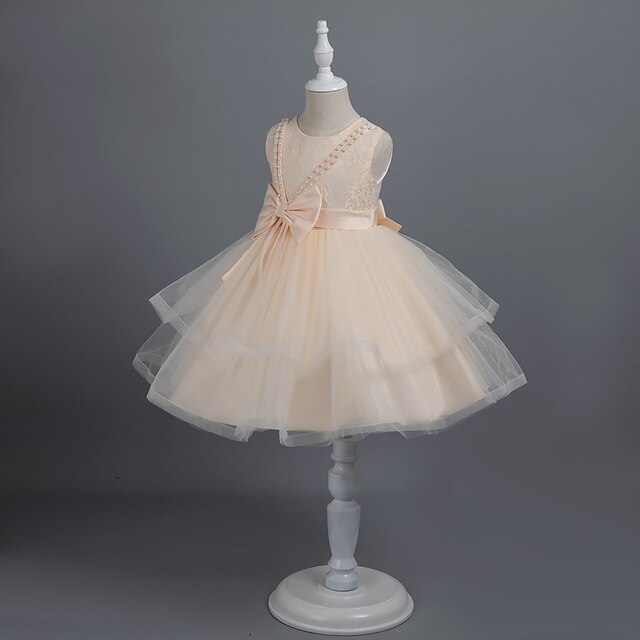 Sleeveless Girls' Color Dress Party Solid Toddler