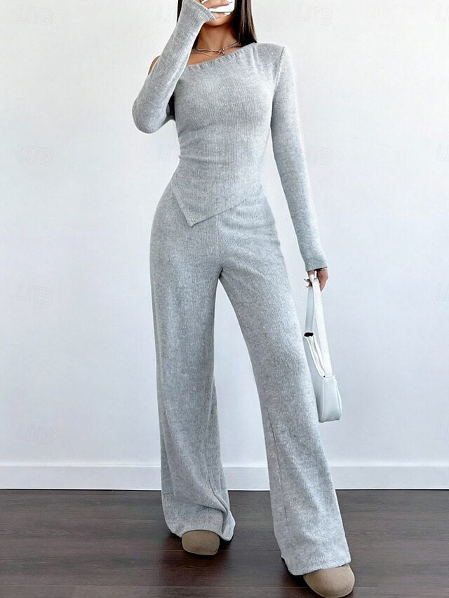 Women's Two Piece Sets Pants Sets Bolero Top Long Sleeve