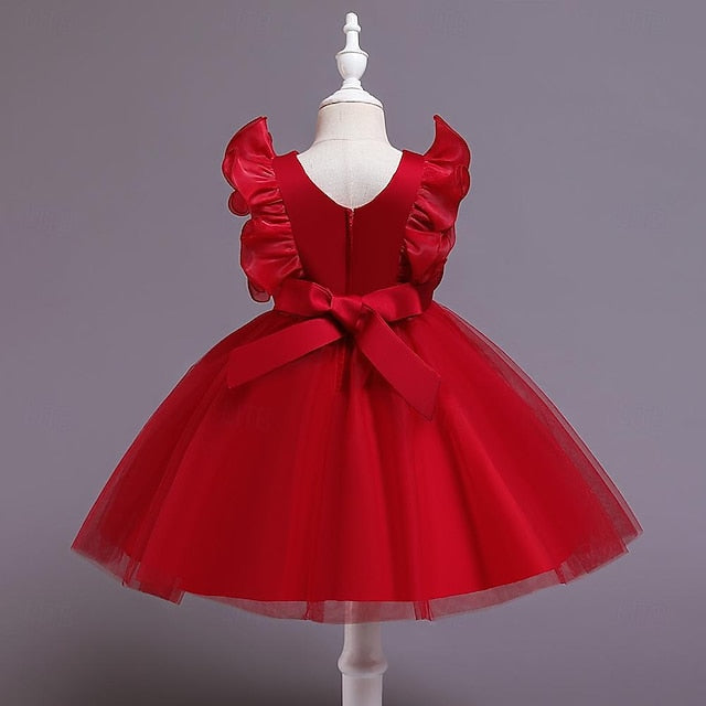 Kids Sequin Flower Party Dress Girls' Color Solid