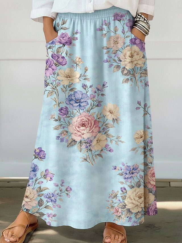 Women's Vacation Skirt Bohemia Vintage Fashion Casual Maxi