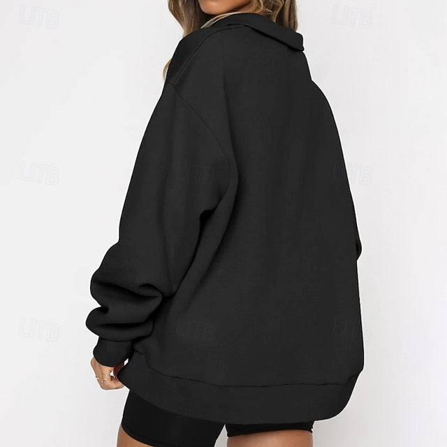 Women's Track Top Pullover Quarter Zip Long Sleeve Top