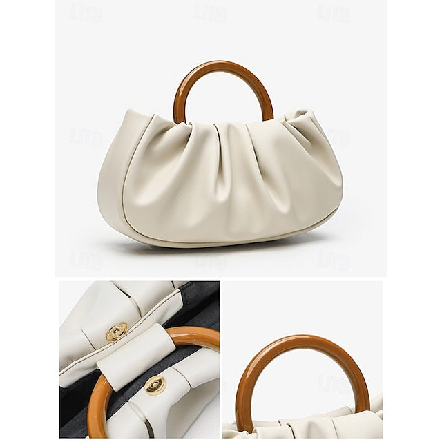 Pleated Bag Leather Faux Clutch Women's Acrylic Tote with