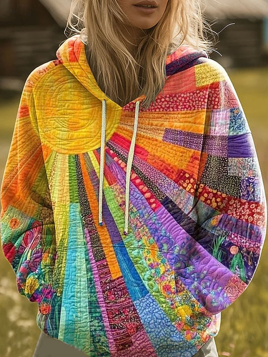 Women's Pullover Hoodie Sweatshirt Graphic Rainbow Casual