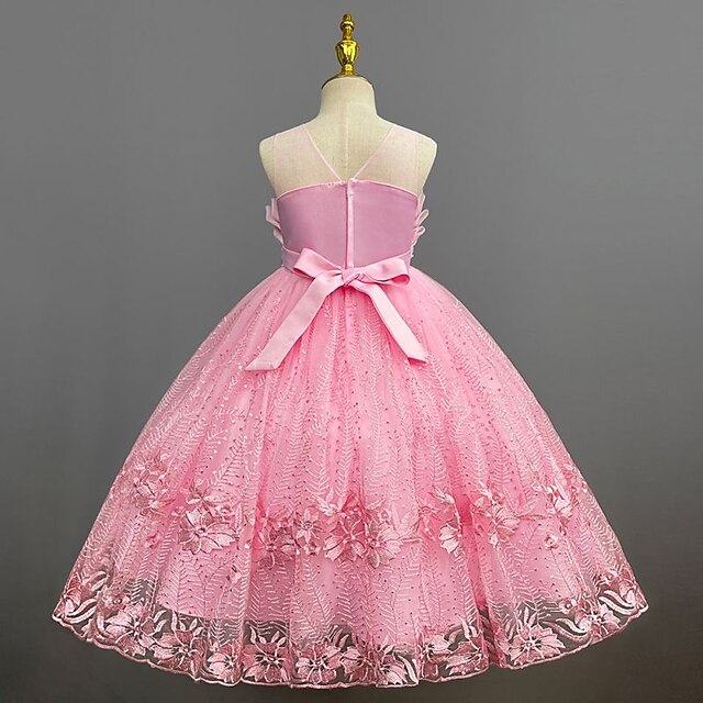 Kids Flower Girls' Girl Colored Solid Dress
