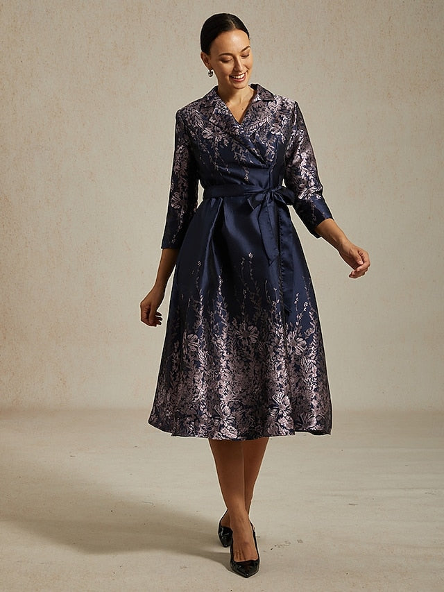Women's Midi Dress Sheath Dress Elegant Birthday Floral 3/4