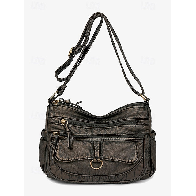 Crossbody Women's Vintage Faux Leather with Brown Bag