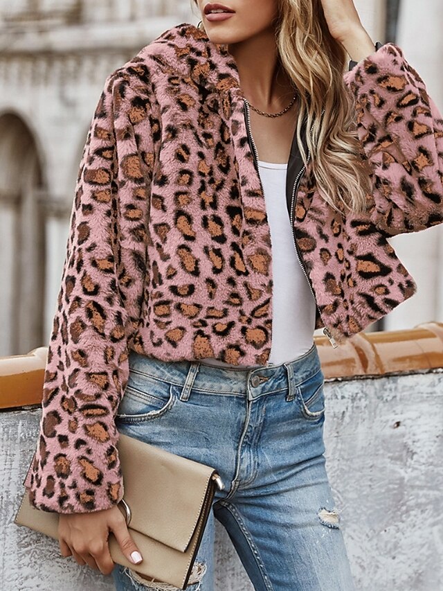 Comfortable Hoodie Women's Coat Faux Fur Warm Jacket