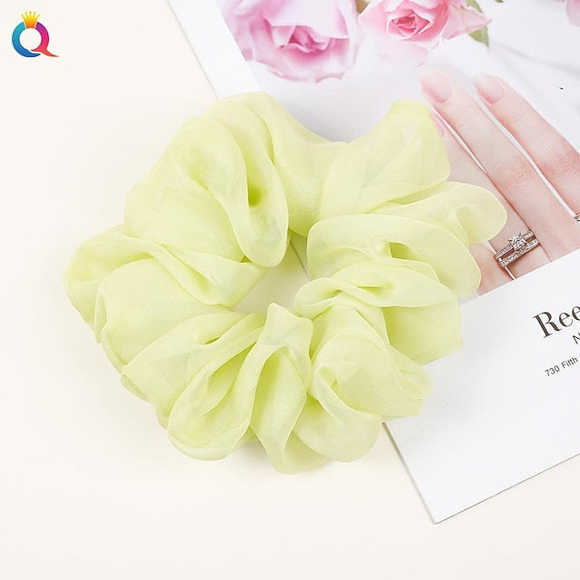 Chiffon Hair Rope Hair Ring Love Heart Printing Satin Fabric