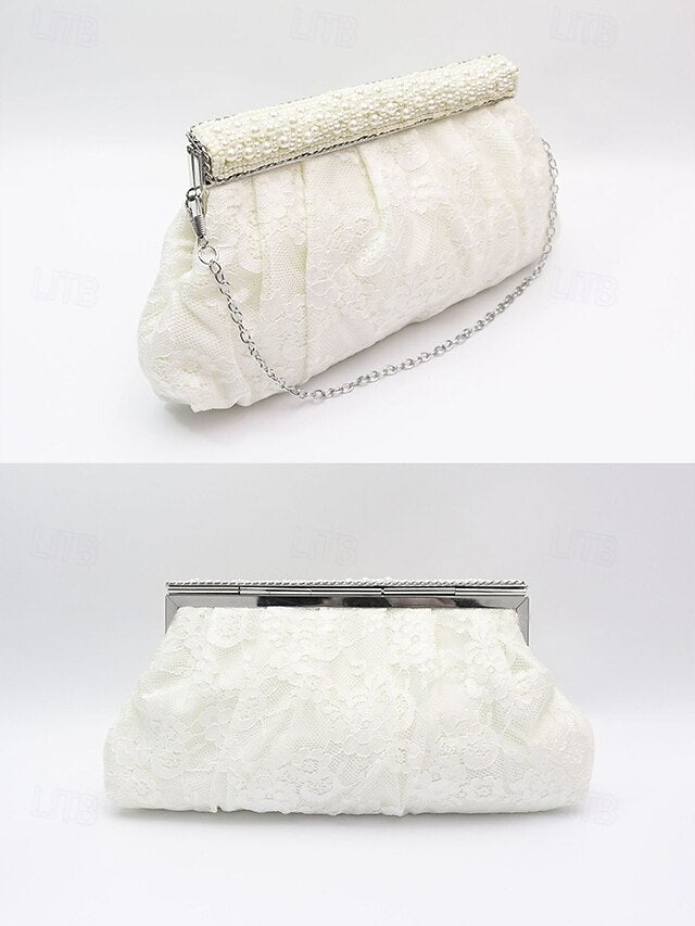 Lace Clutch Women's Black Elegant Bag Beaded Evening with