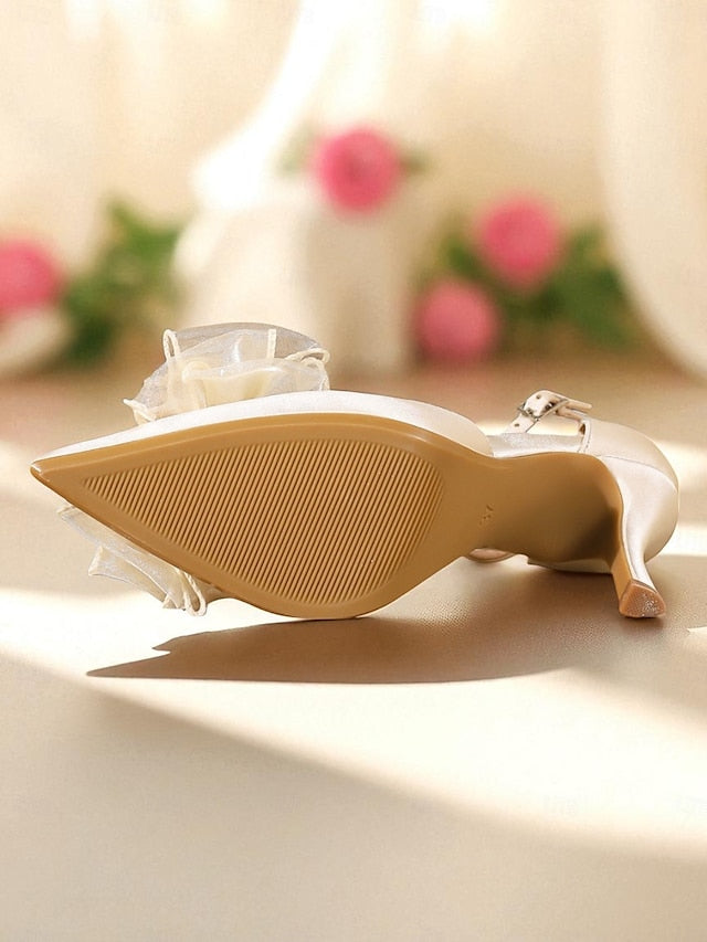 with Ankle - Strap Pumps Heels Bridal Women's Satin Elegant