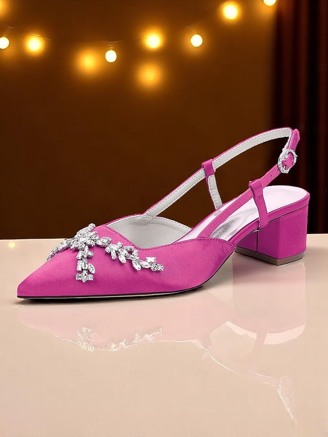 Black Women's Satin Heels Slingback