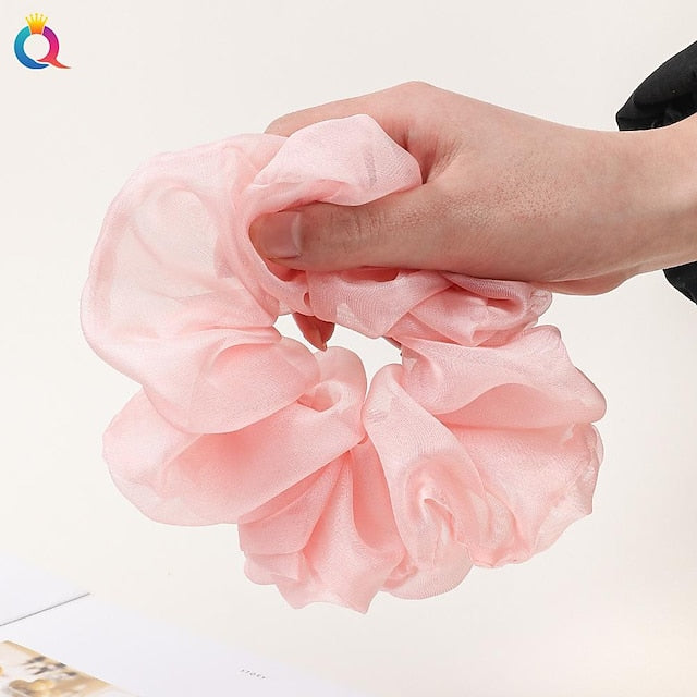 Chiffon Hair Rope Hair Ring Love Heart Printing Satin Fabric