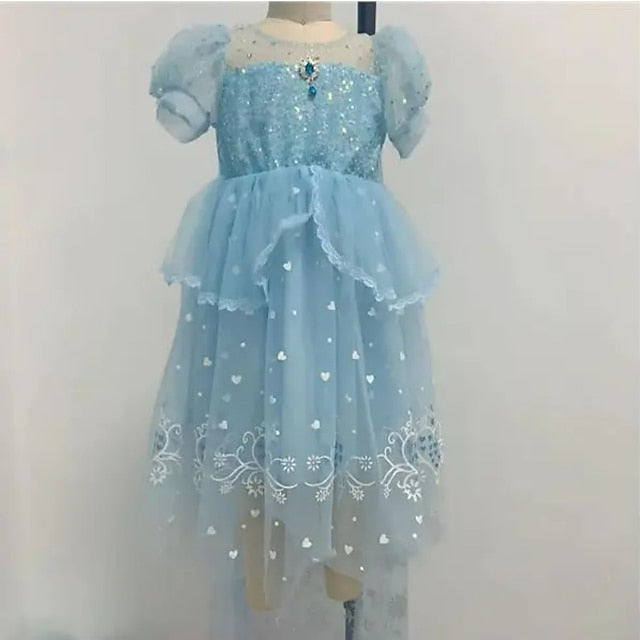 Flower Cosplay Dress Girl Princess Cloak Frozen Elsa