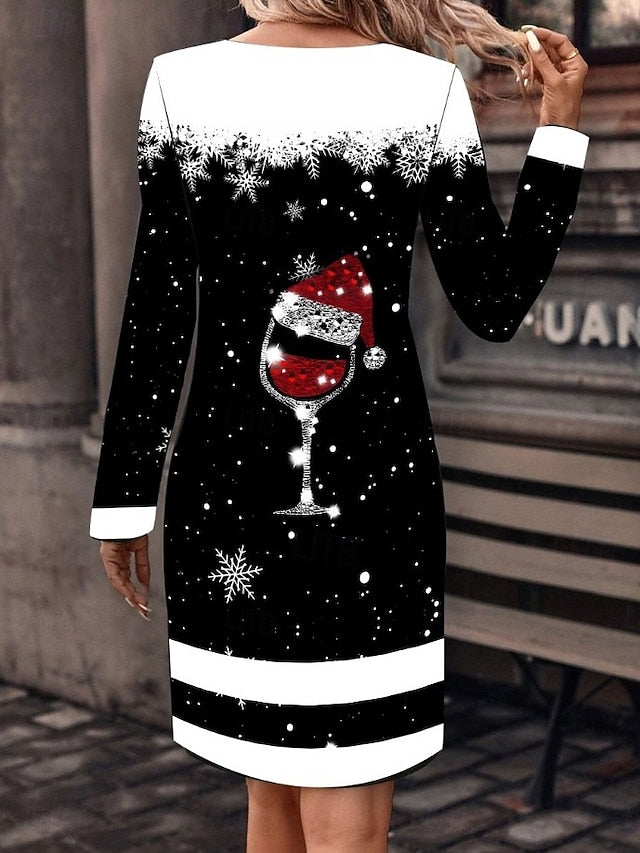 Christmas Women's Mini Dress T Shirt Dress Tee Dress Shift